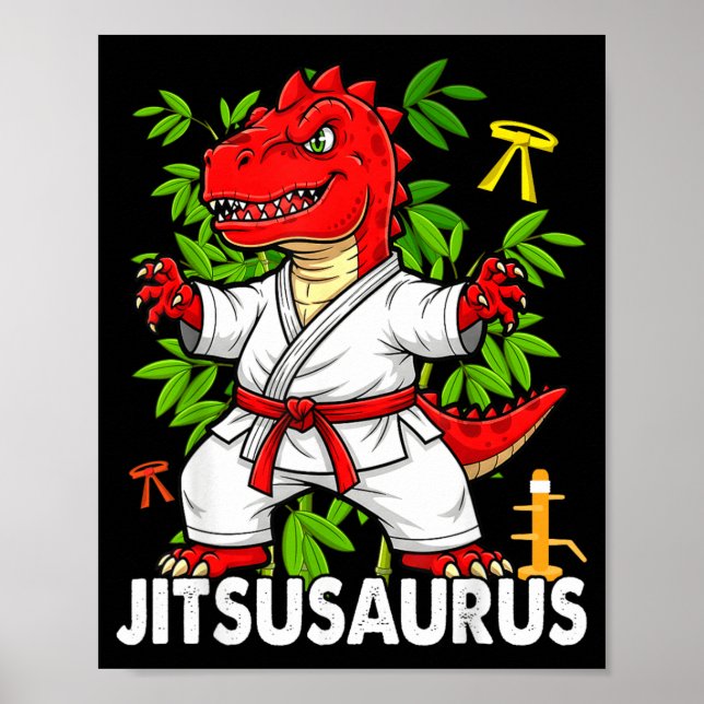 Jitsusaurus Rolig Jiu Jitsu Trex MMA Brasiliansk Poster (Framsidan)