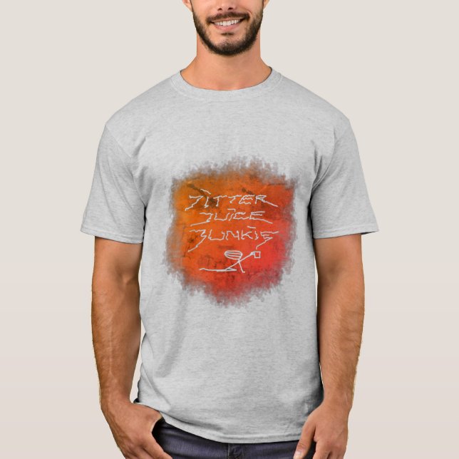 Jitter Juice Junkie - transparent kaffekonst. T Shirt (Framsida)