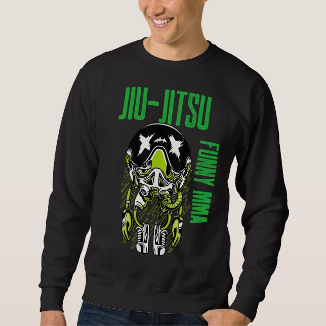 Jiu Jitsu Alien Astronaut Chill Mma Grapple Muay T Lång Ärmad Tröja (Framsida)