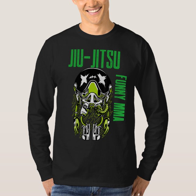 Jiu Jitsu Alien Astronaut Chill Mma Grapple Muay T Shirt (Framsida)