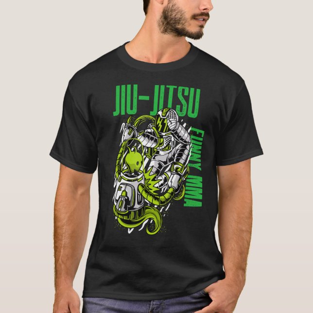 Jiu Jitsu Alien Vs Astronaut Fight MMA Muay Th T Shirt (Framsida)