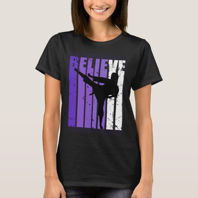 Jiu Jitsu Believe Silhouette White Belt Purple T Shirt (Framsida)