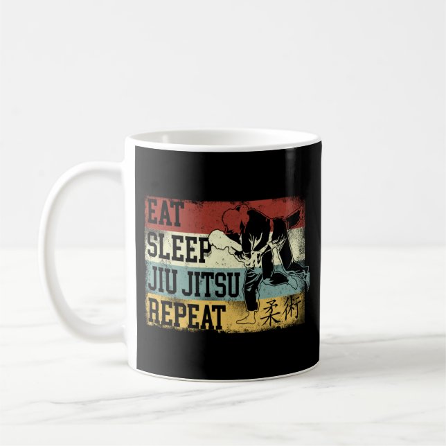 Jiu Jitsu Bjj Eat Ssov Jiu Jitsu Repeat Retro Kaffemugg (Vänster)