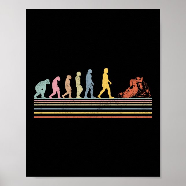Jiu Jitsu Bjj Jiu Jitsu Evolution Evolution Retro Poster (Framsidan)