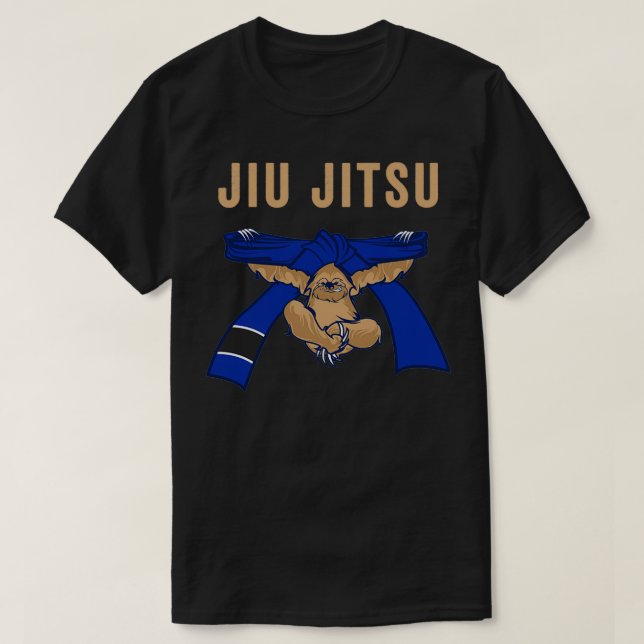 Jiu Jitsu BJJ Sloth Jiu Jitsu Blue Bälte med text T Shirt (Design framsida)
