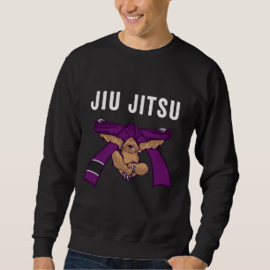 Jiu Jitsu Bjj Sloth Jiu Jitsu Lila Bälte med Tex Lång Ärmad Tröja