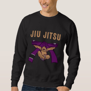 Jiu Jitsu Bjj Sloth Jiu Jitsu Lila Bälte med Tex Lång Ärmad Tröja