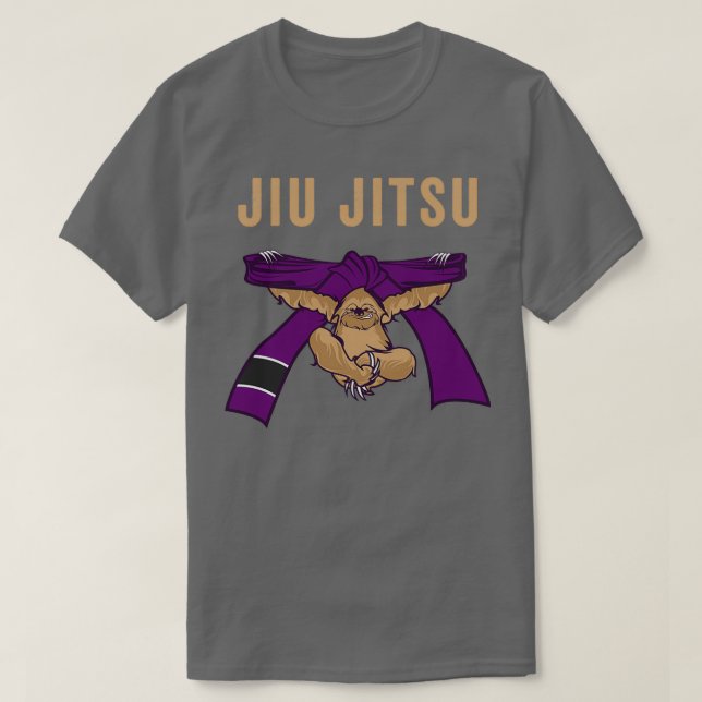 Jiu Jitsu BJJ Sloth Jiu Jitsu Lila Bälte med Tex T Shirt (Design framsida)