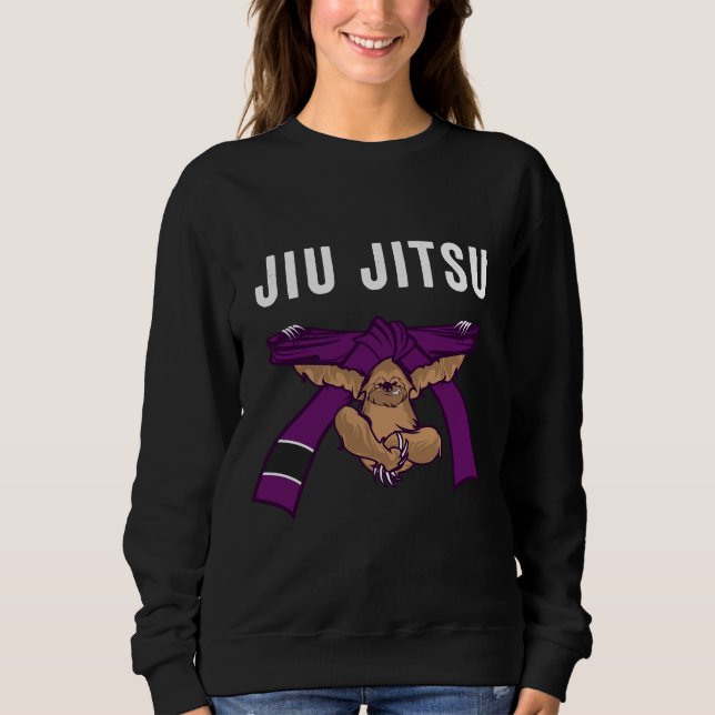 Jiu Jitsu Bjj Sloth Jiu Jitsu Lila Bälte med Tex T Shirt (Framsida)