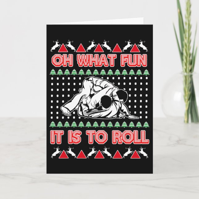 Jiu Jitsu Bjj Ugly Christmas Sweater Mma Funny Xma Kort (Framsida)