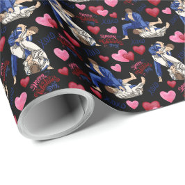 Jiu Jitsu BJJ Valentine Gift Wrapping Paper Black Presentpapper