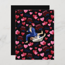 Jiu Jitsu BJJ Valentine’s Day Card in Black Anteckningskort
