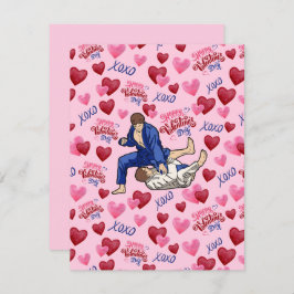 Jiu Jitsu BJJ Valentine’s Day Card in Pink Anteckningskort