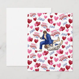 Jiu Jitsu BJJ Valentine’s Day Card in White Anteckningskort