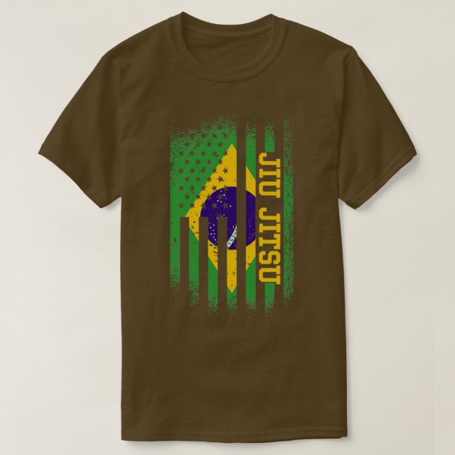 Jiu Jitsu Brasilian och American Flagga Brazilian  T Shirt (Design framsida)