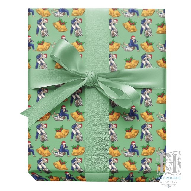 Jiu Jitsu Christmas Gift Wrapping Paper in Green Presentpapper (Skapare uppladdad)