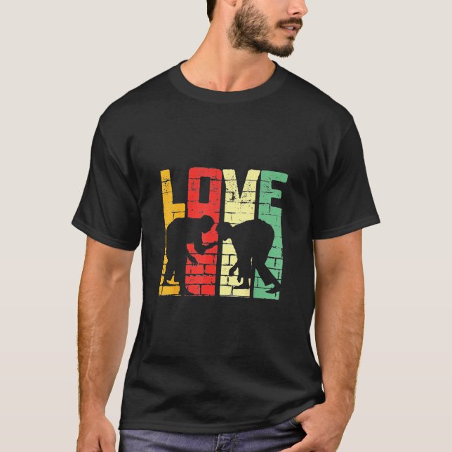 Jiu Jitsu - Coola Unique Kärlek Jiu Jitsu Retro Bl T Shirt (Framsida)