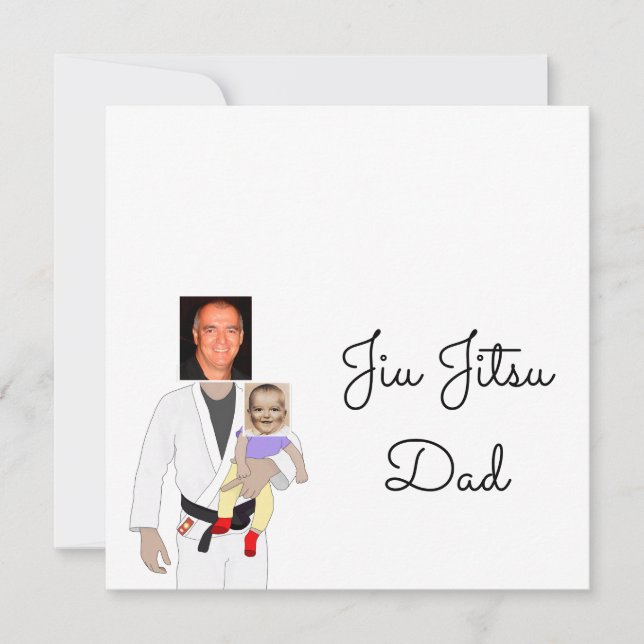 Jiu Jitsu Dad Custom Photos and Handwritten Text Tack Kort (Framsida)