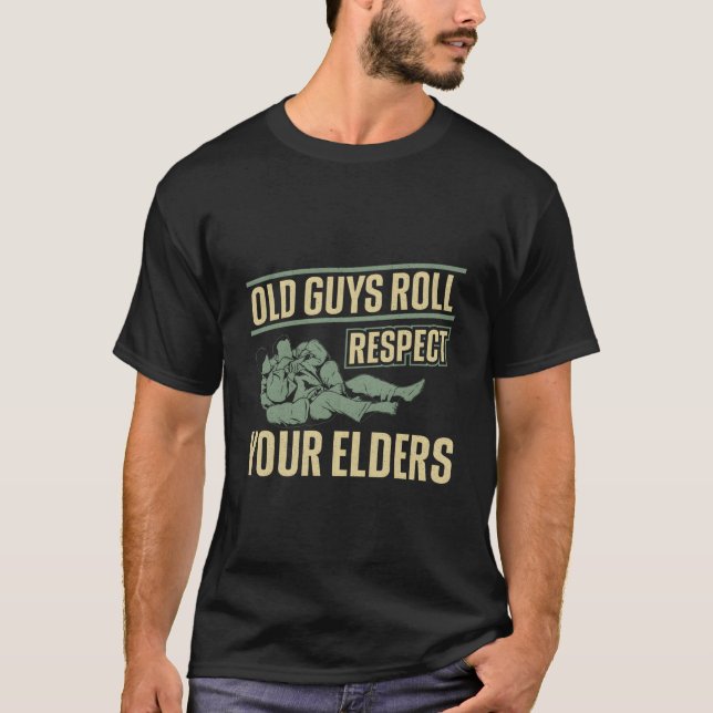 Jiu Jitsu Dad Father Coach Old Guys Roll Respect Y T Shirt (Framsida)