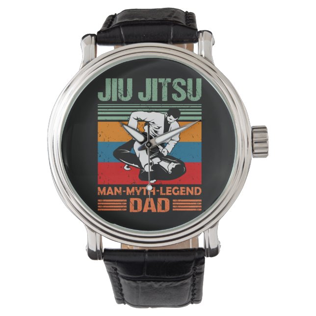 Jiu Jitsu Dad Man Legend martial arts Slogan retro Armbandsur (Framsida)