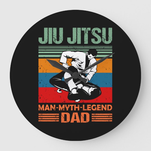 Jiu Jitsu Dad Man Legend martial arts Slogan retro Stor Klocka (Framsida)