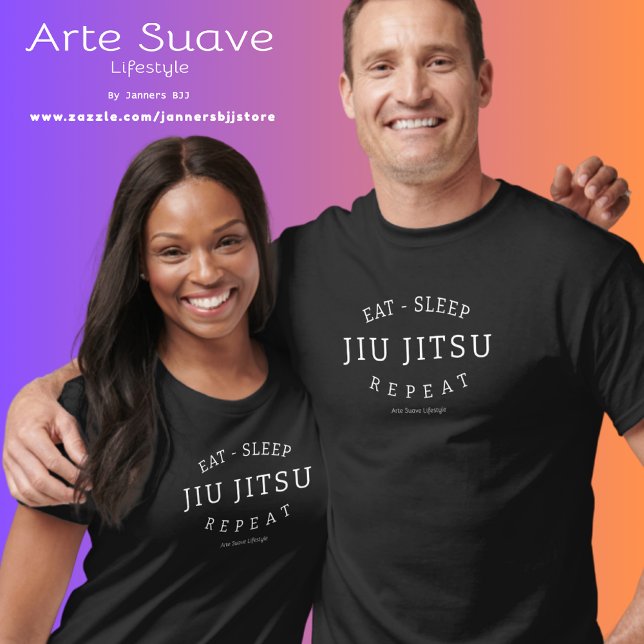 Jiu Jitsu Eat-sömnen Upprepa matens suave-livsstil T Shirt (Eat sleep jiu jitsu repeat tshirts on male and female models.)