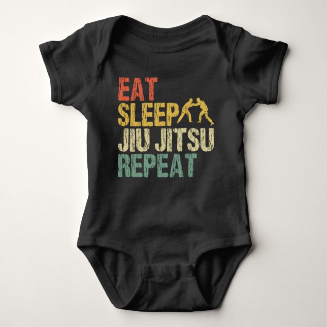 Jiu Jitsu Fight Martial Arts Eat Sleep Retro gift T Shirt (Framsida)