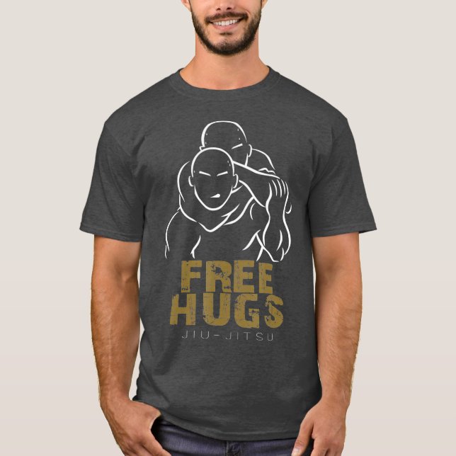 Jiu Jitsu Free Hugs Hugs Free T Shirt (Framsida)