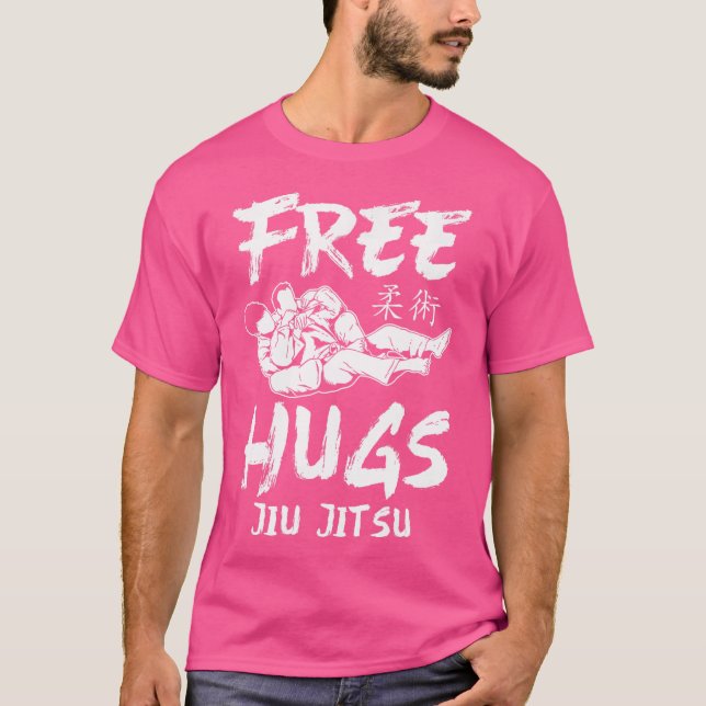 Jiu Jitsu Free Hugs Jiu Jitsu T Shirt (Framsida)