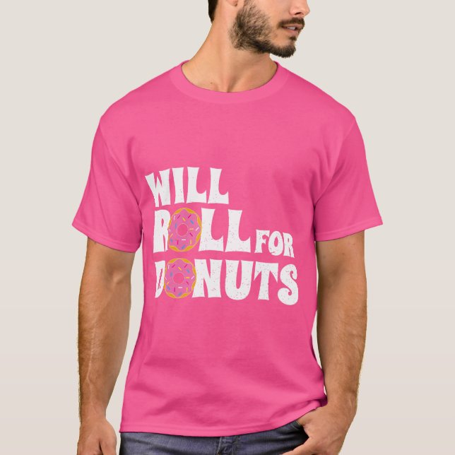 Jiu Jitsu Funny kommer att rulla för Donuts Bjj T  Shirt (Framsida)