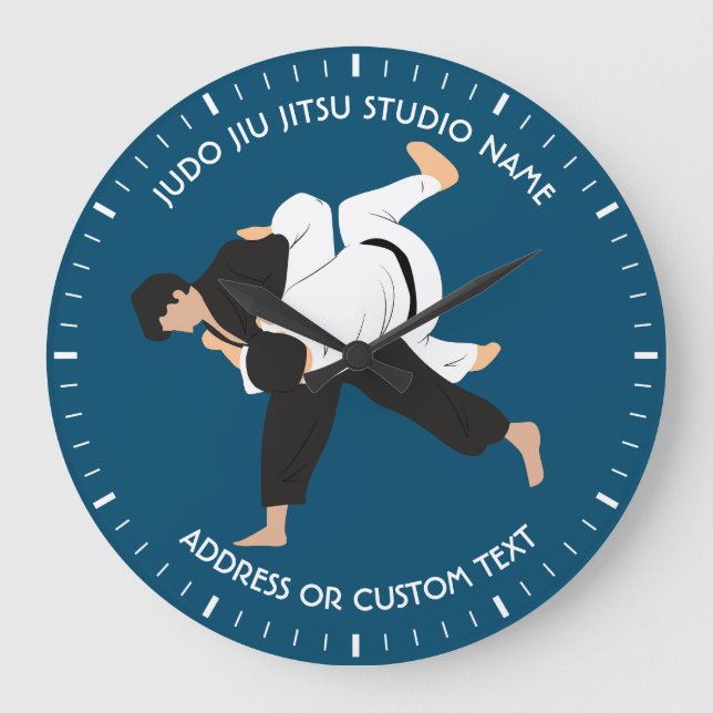 Jiu Jitsu Judo Martial Arts Studio Clock Stor Klocka (Framsida)