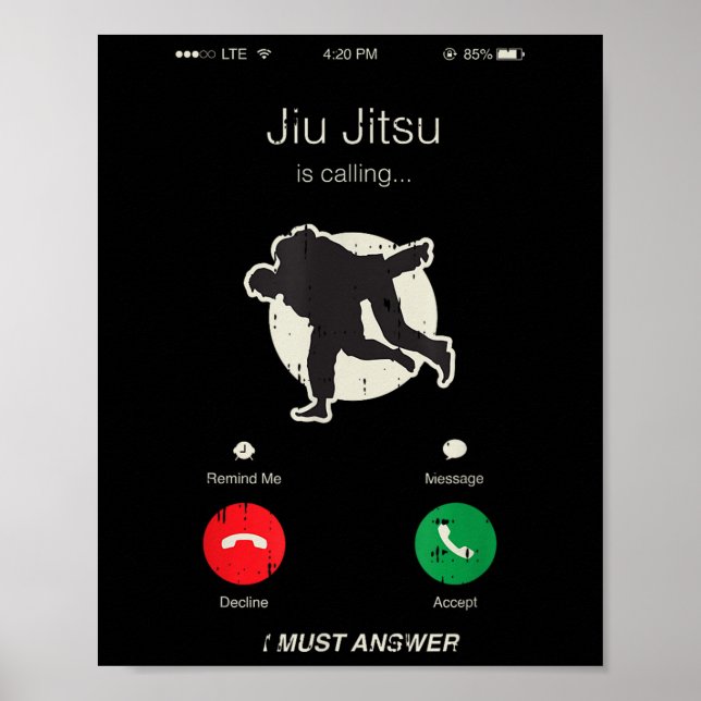 Jiu Jitsu kallar martialkonsten Coola Mma Fighter Poster (Framsidan)