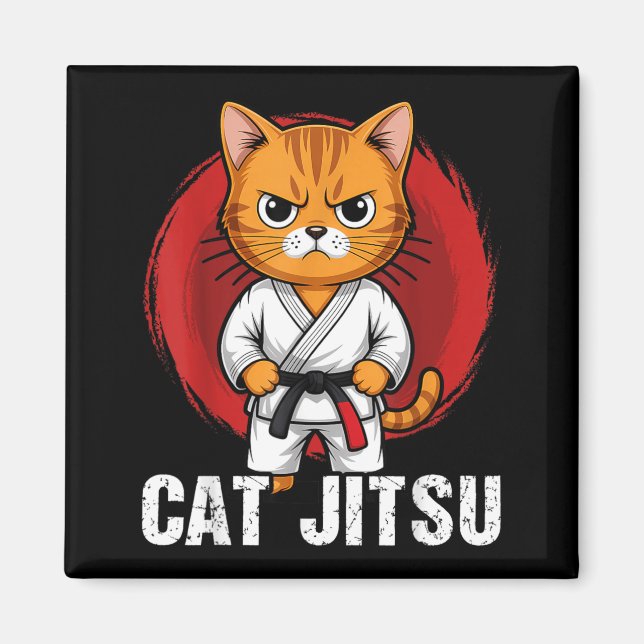 Jiu Jitsu Kawaii katt Rollig BJJ eller MMA Grappli Magnet (Framsidan)