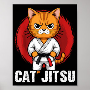 Jiu Jitsu Kawaii katt Rollig BJJ eller MMA Grappli Poster