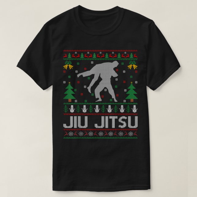 Jiu Jitsu Martial Art Älskare Julafton Ugly Jiu Ji T Shirt (Design framsida)