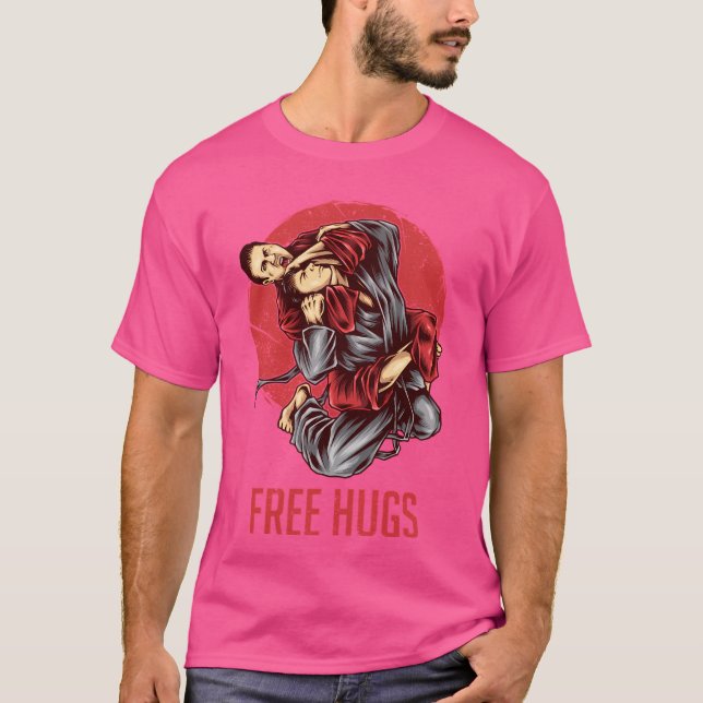 Jiu Jitsu Martial Arts Free Hugs T Shirt (Framsida)