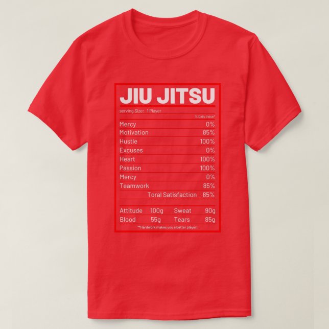 Jiu Jitsu Nutrition Facts Funny Jiu Jitsu Nutritio T Shirt (Design framsida)
