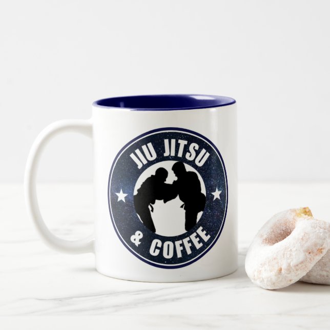 Jiu Jitsu och kaffemugg (Med munk)
