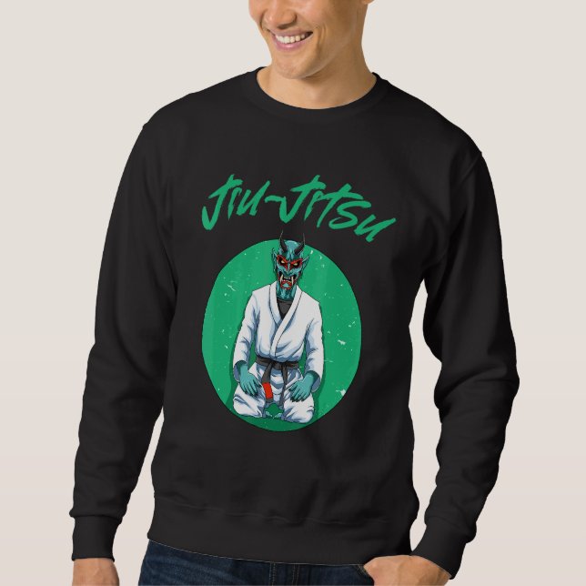 Jiu Jitsu Oni Demon Lång Ärmad Tröja (Framsida)