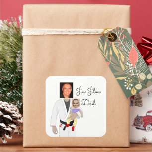 Jiu Jitsu Pappa Anpassningsbar Foton och handskriv Fyrkantigt Klistermärke