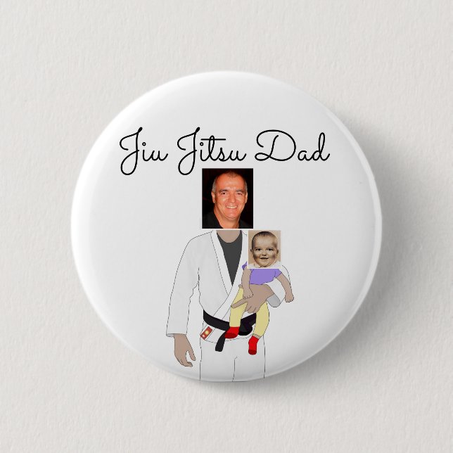 Jiu Jitsu Pappa Anpassningsbar Foton och handskriv Knapp (Framsida)