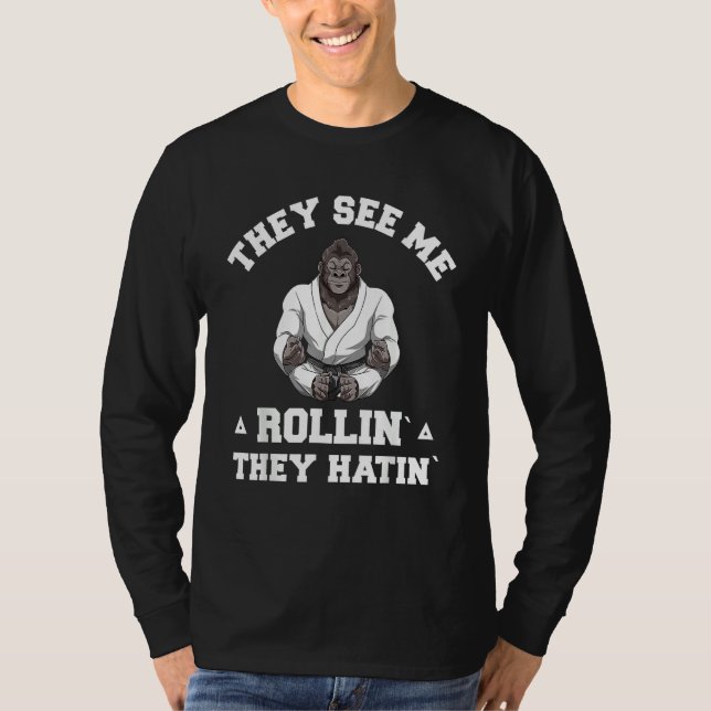 Jiu Jitsu Rullande   BJJ Grappling Gorilla T Shirt (Framsida)