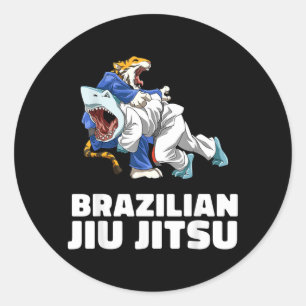 Jiu Jitsu Shark Brasiliansk Jiu Jitsu MMA Grapplin Runt Klistermärke