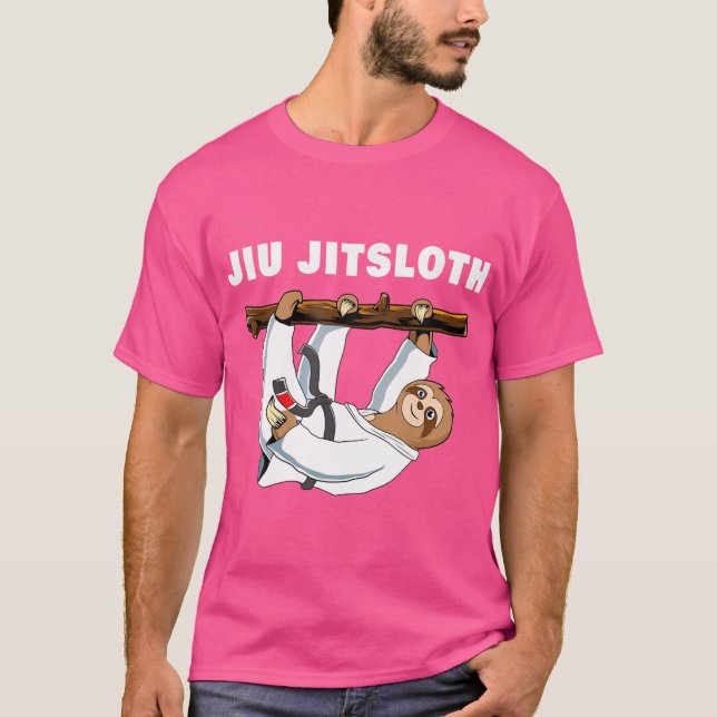 Jiu Jitsu Shirt Sloth Funny Black Bälte Martial Ar T (Framsida)