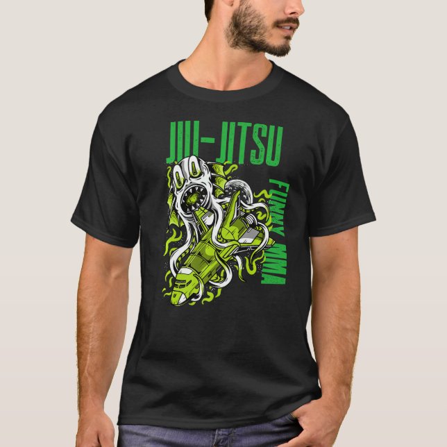 Jiu Jitsu Space Monster Rocket Frakt Grapple Mma F T Shirt (Framsida)
