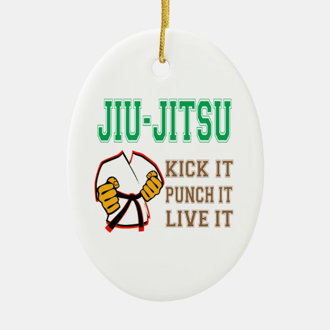 Jiu-Jitsu sparkar det, slår det, bor det Julgransprydnad Keramik (Framsidan)