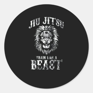 Jiu Jitsu Tåg som en Beast BJJ Distress Runt Klistermärke