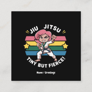 Jiu Jitsu Tiny men Fierce Empower Girls Confidence Fyrkantigt Visitkort