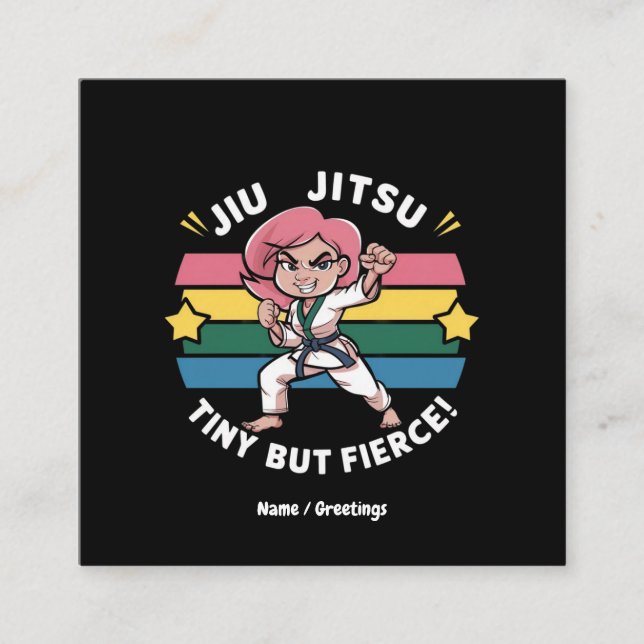 Jiu Jitsu Tiny men Fierce Empower Girls Confidence Fyrkantigt Visitkort (Framsida)