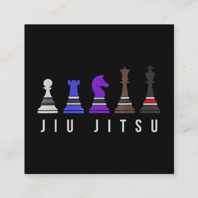 jiu jitsu    träning, presentbjj med text. fyrkantigt visitkort (Framsida)
